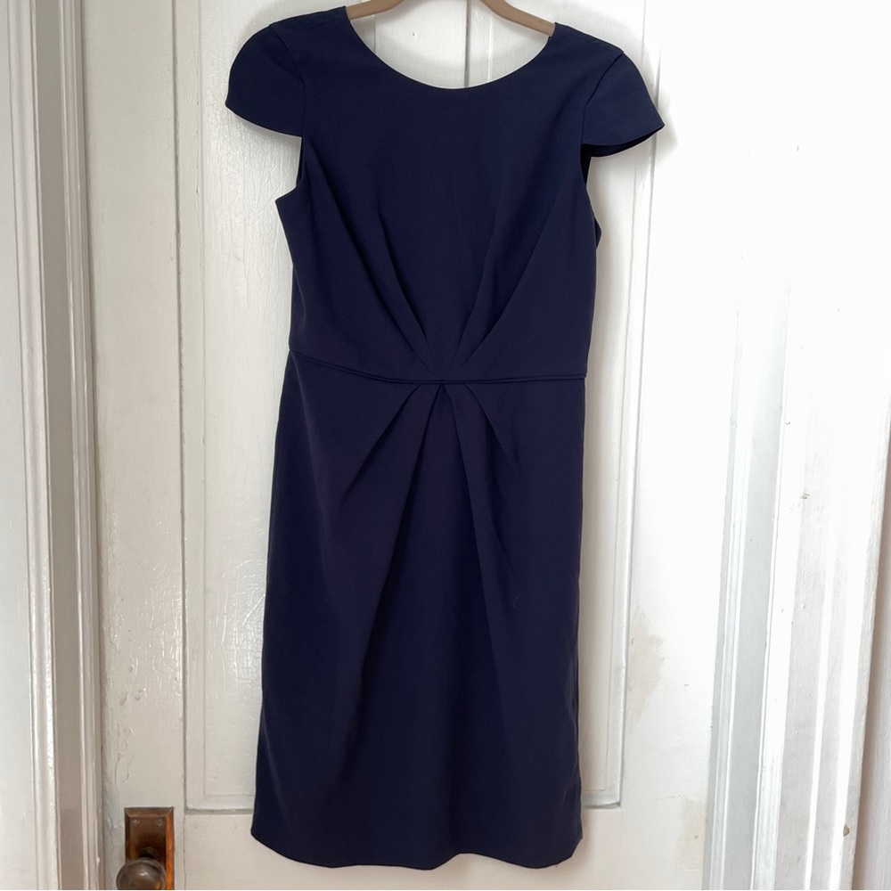 J. Crew Navy Cap Sleeved Twist Dress